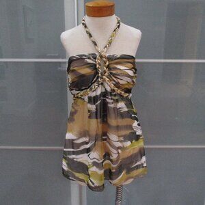 Vintage 90's Cache Bandeau Braided Detail 100% Silk Tank Top